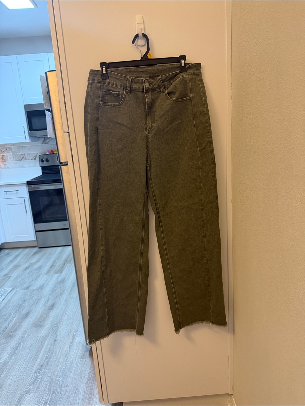 Olive Green Straight Leg Jeans